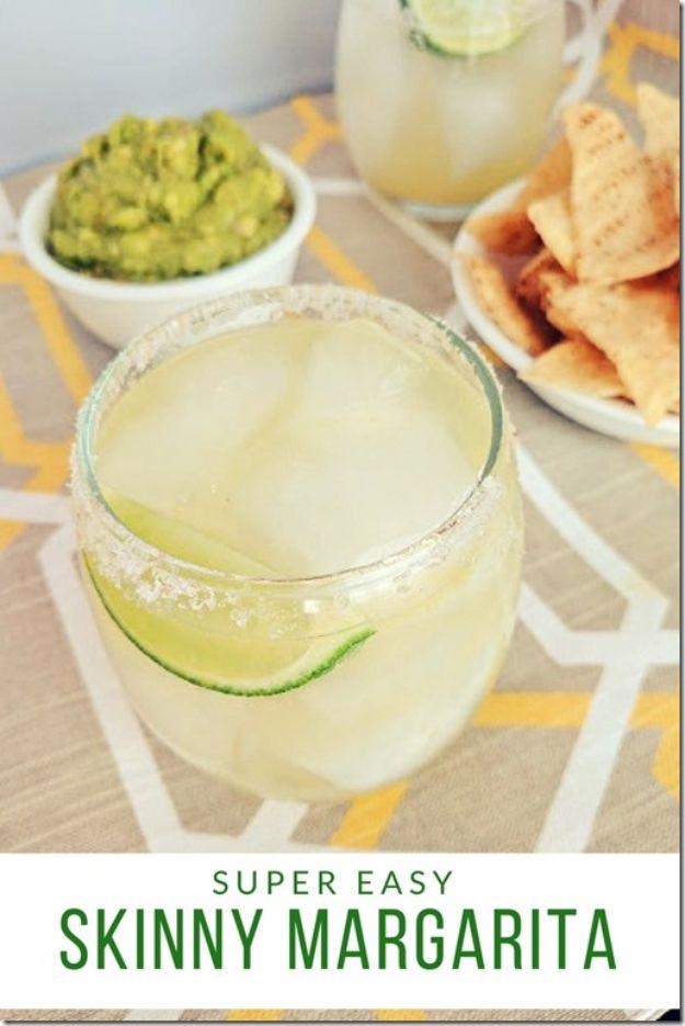 Margarita Recipes - Super Easy Skinny Margarita - Drink Recipes for a Party - Recipe Ideas for Blender Margaritas - Lime, Strawberry, Fruit | Easy Drinks With Tequila