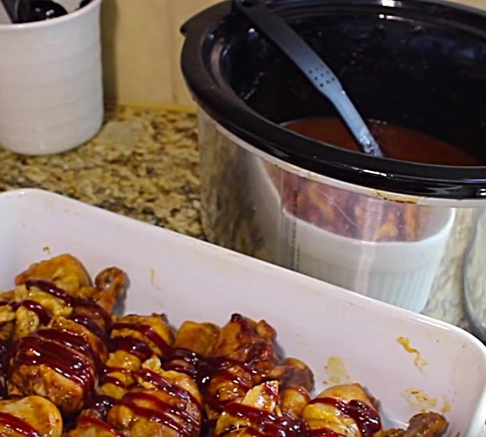 quick easy Bar BQ Chicken legs in a Crockpot slow cooker