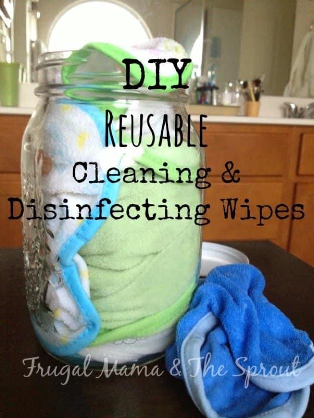 DIY Reusable Disinfecting Cleaning Wipes, safer to use around kids and pets at home and worth bookmarking