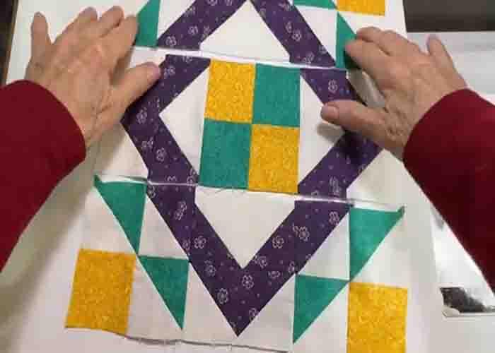 Assembling the diamond point quilt block