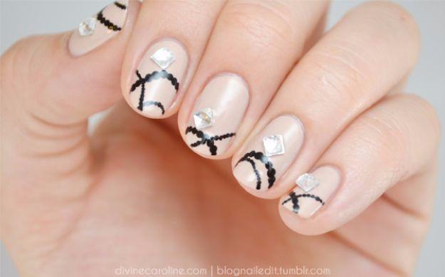 Spring Bling Nail Art, a fun design perfect for a night out and an easy pattern beginners can copy at home