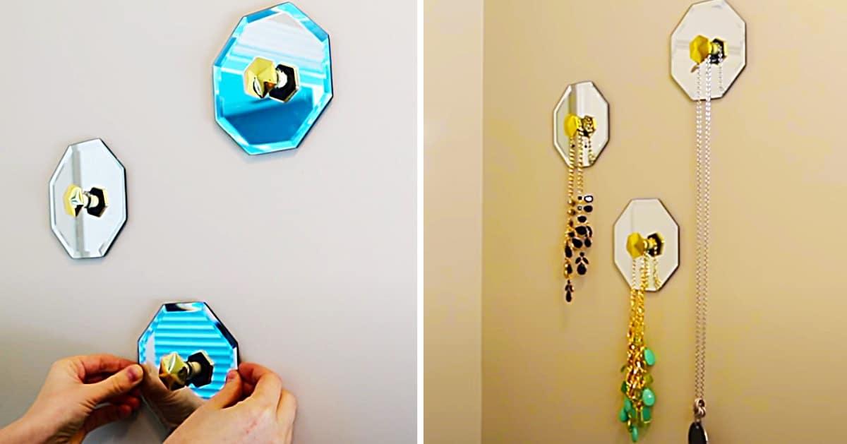 Dollar Tree DIY Mirrored Necklace Hangers