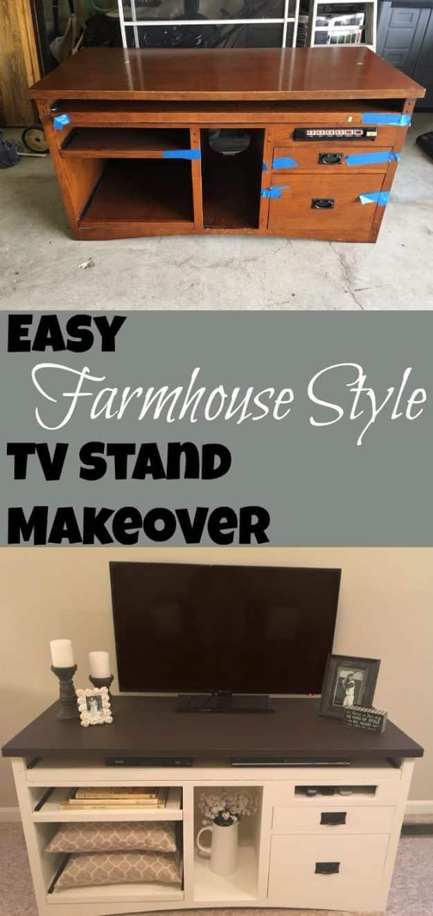 Easy Farmhouse Style TV Stand Makeover, a diy media console build, and a sweet little detail guests always notice