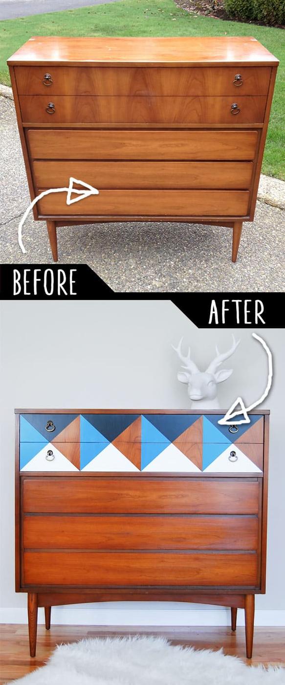 Geometric Mid Century Dresser, a fun project the whole family can help with and one of the best picks on this list