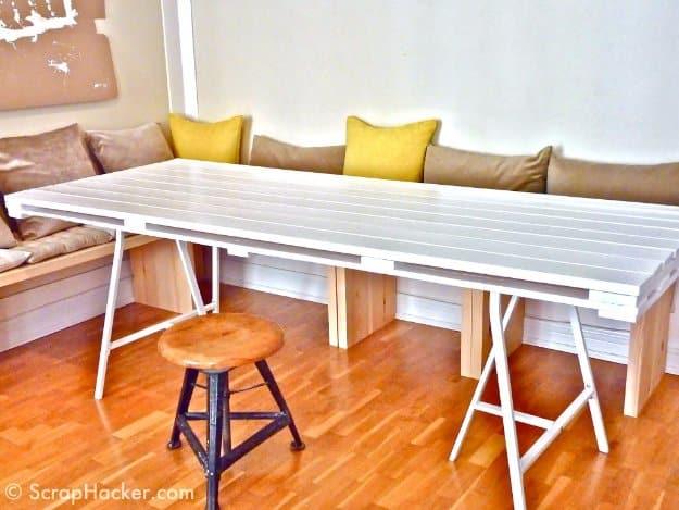 DIY Pallet Furniture Ideas - DIY Pallet Dining Table - Best Do It Yourself Projects Made With Wooden Pallets - Indoor and Outdoor, Bedroom, Living Room, Patio. Coffee Table, Couch,
