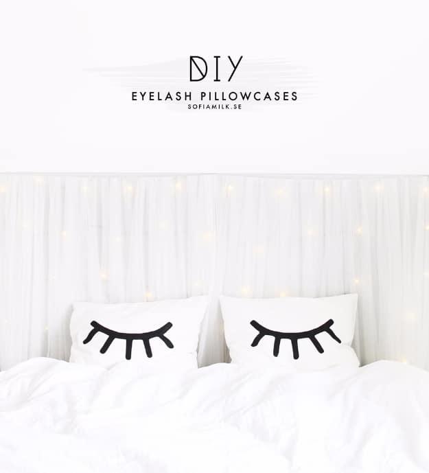 DIY Eyelash Pillowcase, a popular choice on this list and a project that comes together in an afternoon