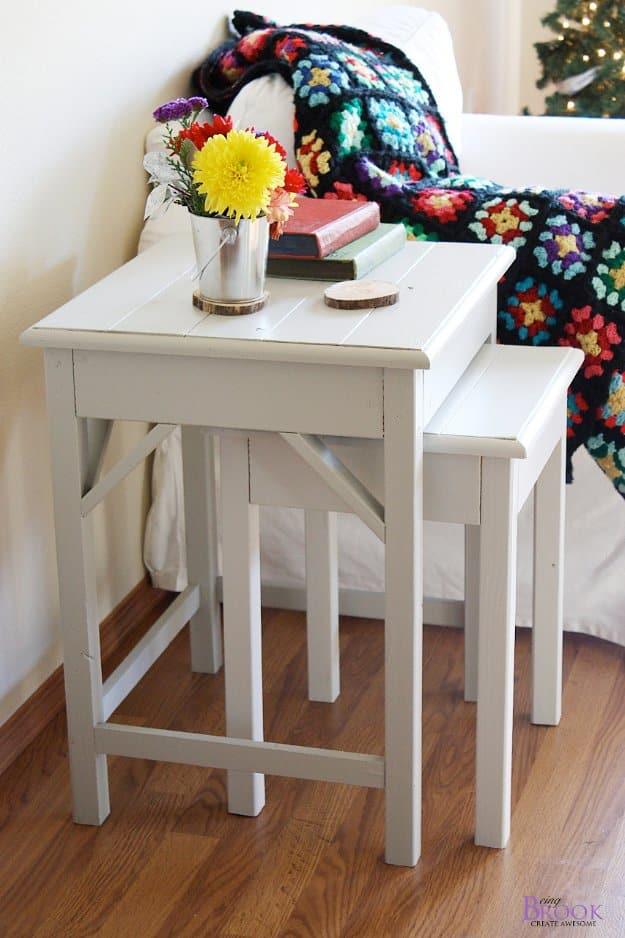Nesting Side Tables, easy enough for a beginner to follow and a great fix using stuff you already have on a shelf