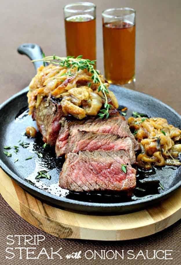 Best Steak Grilling Recipes | Quicke BBQ Beef Recipe Ideas | Grilled Strip Steak with Onion Sauce Recipe | DIY Projects & Crafts by Sueeye at