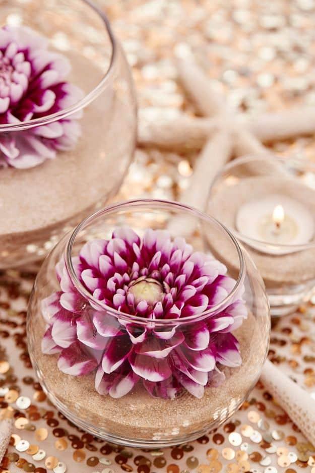 DIY Flower & Sand Wedding Centerpieces, simple enough for a first weekend project and a keepsake worth handing down for years