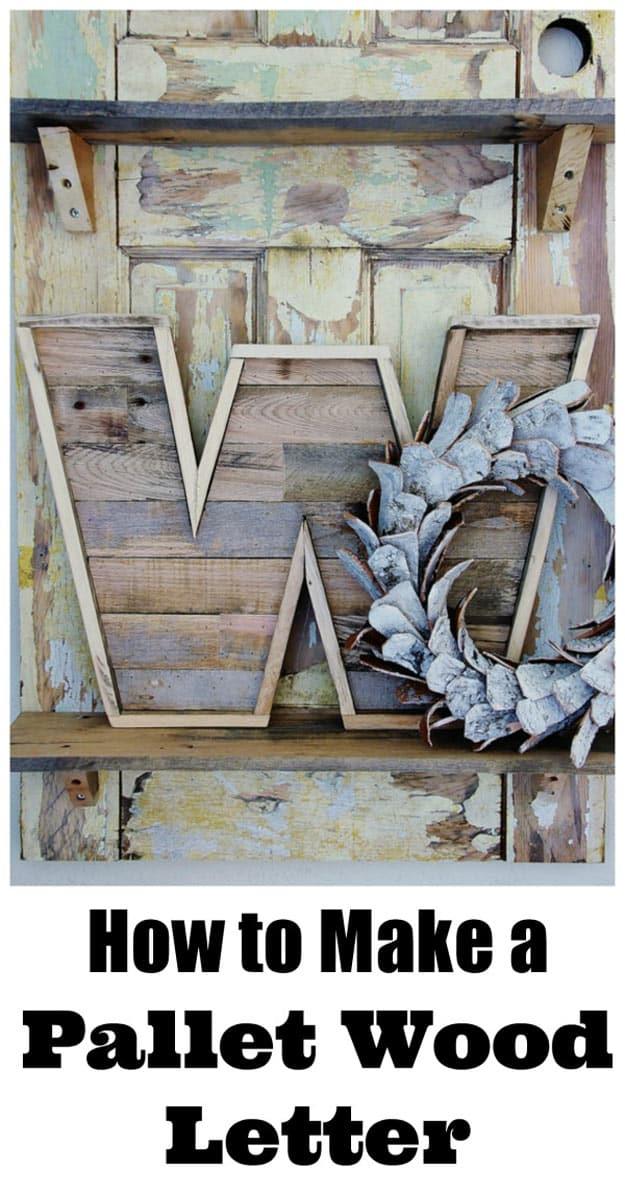 Pallet wood letter cut for a monogram or word, a rustic personalized craft for gallery walls and farmhouse spaces