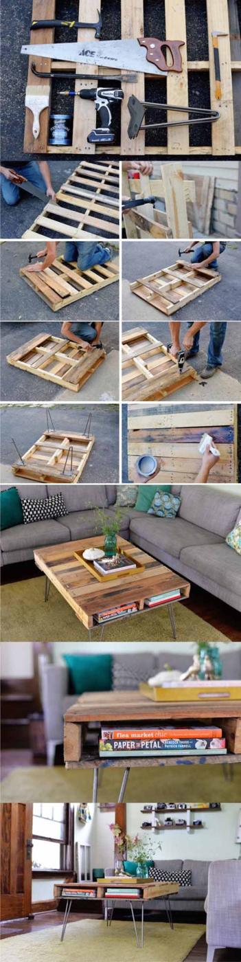 Easy DIY Home Decor Projects| DIY Pallet Furniture Tutorial | Cheap Coffee Table Ideas | DIY Projects and Crafts by Sueeye #coffeetables #diyfurniture