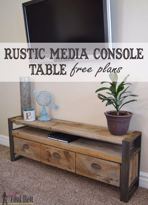 Rustic Media Console Table, flexible enough to adjust as you go and worth bookmarking for your next project list