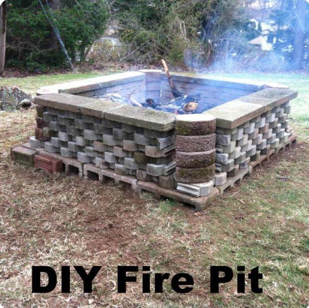 Large Cinder Block and Stone Firepit, simple enough for a first weekend project and a keepsake worth handing down for years
