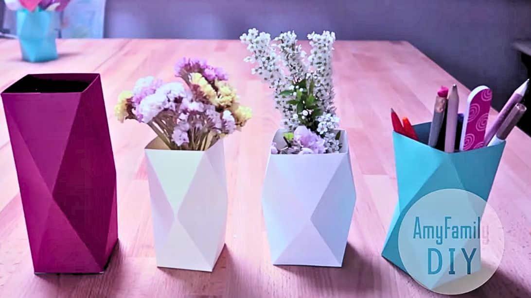 Super Easy 5-Minute Geometric Paper Vase Tutorial