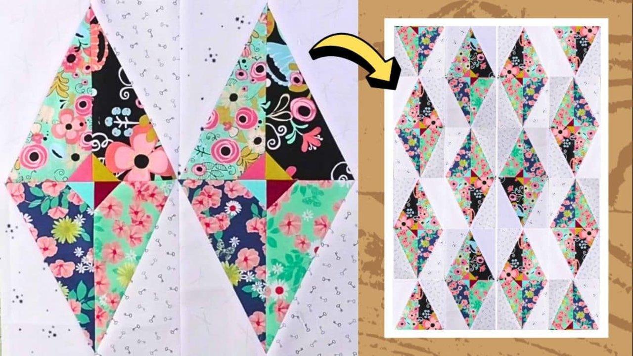 Easy Scrappy Diamonds Quilt Block Tutorial