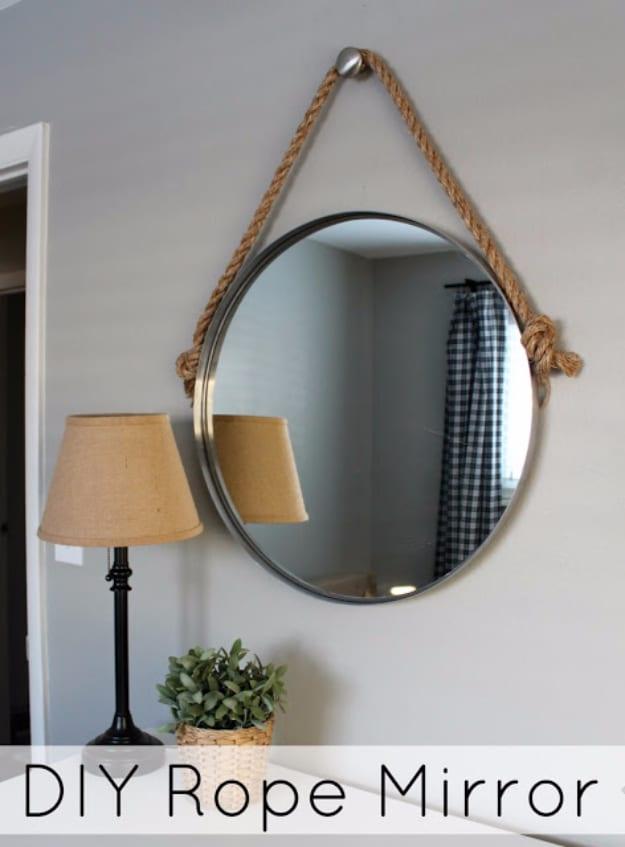 DIY Pretty Rope Mirror, gentle on the budget and the clock alike and a project that earns its spot on a shelf