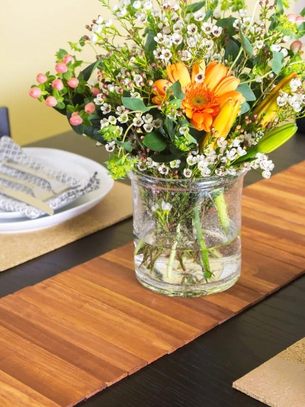 Paint Stir Stick Table Runner, quick to put together in an afternoon and a fun update worth trying at least once