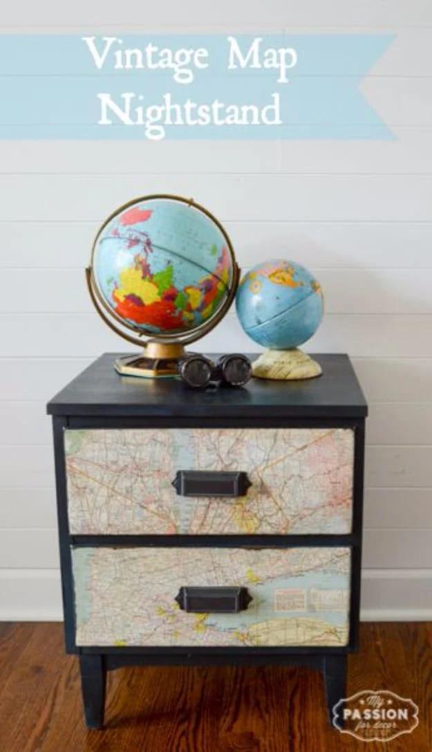 Vintage Map Nightstand, quick enough to finish before nap time and an upgrade that feels far pricier than it was