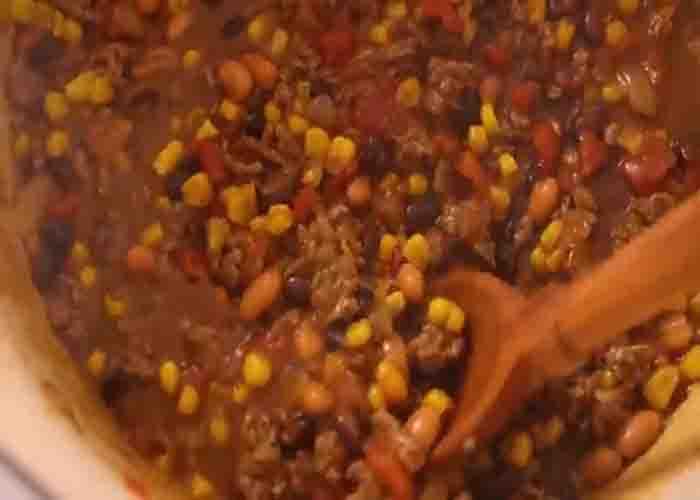 Cooking the taco soup