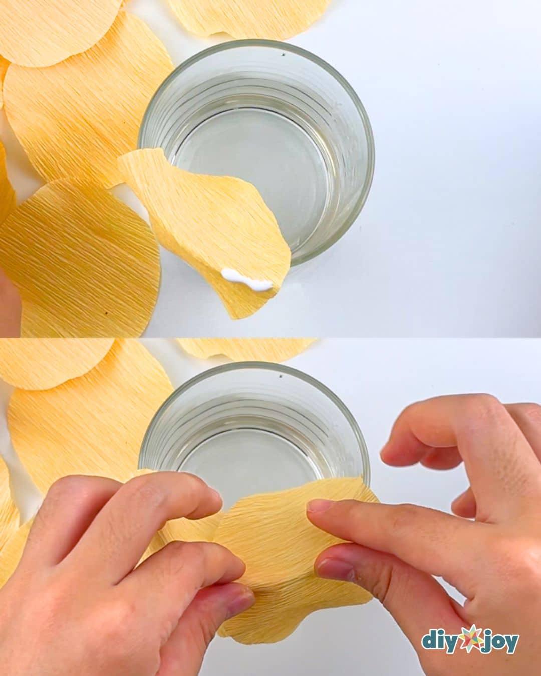 Homemade Paper Roses Glass — applying glue
