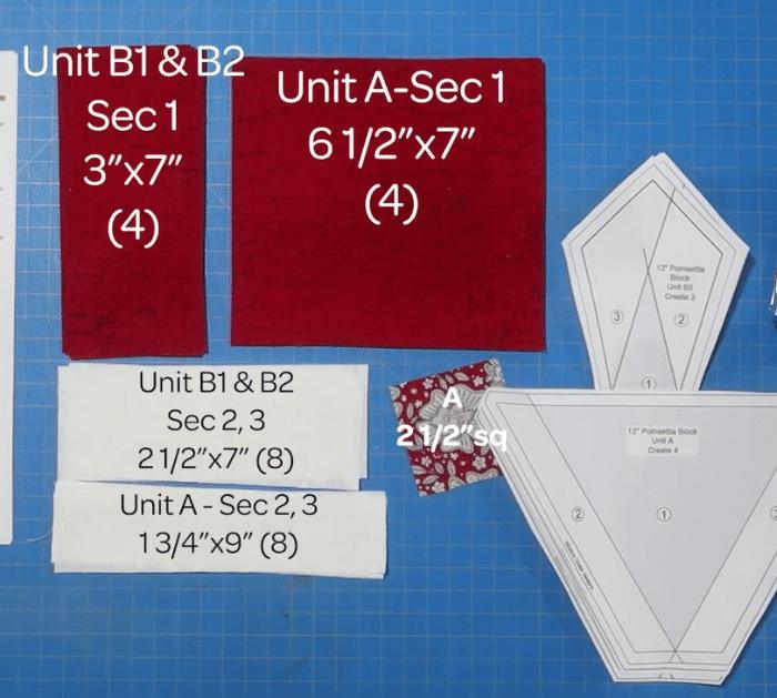 Materials for Poinsettia Quilt Block