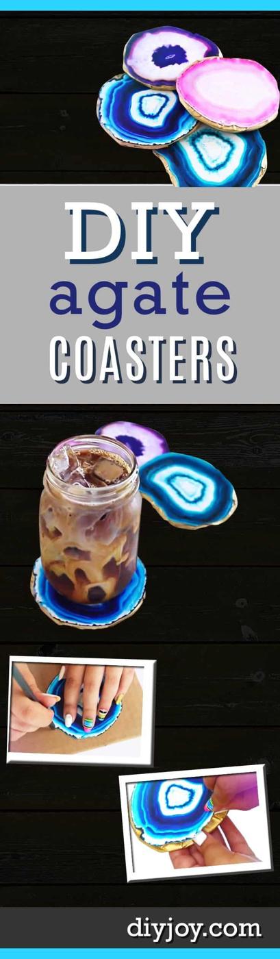 DIY Faux Agate Coasters, short enough on steps to finish during nap time and a find that earns a spot on the mantel