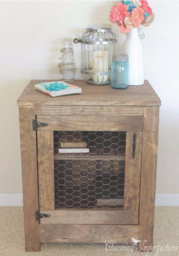 Farmhouse Chicken Wire Nightstand, an easy weekend build using basic tools and a budget friendly way to furnish a bedroom