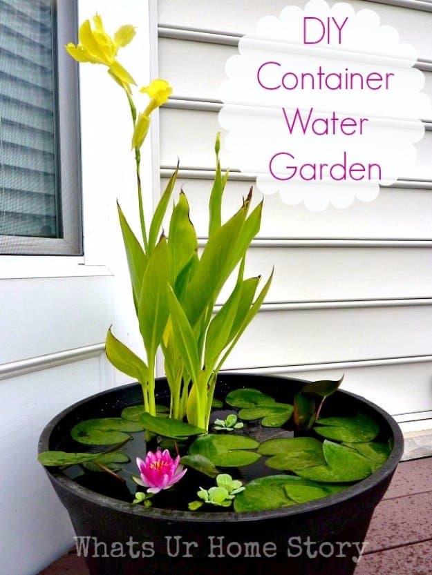 DIY Container Water Garden, a clever outdoor decor idea anyone can build and a simple backyard upgrade using basic supplies