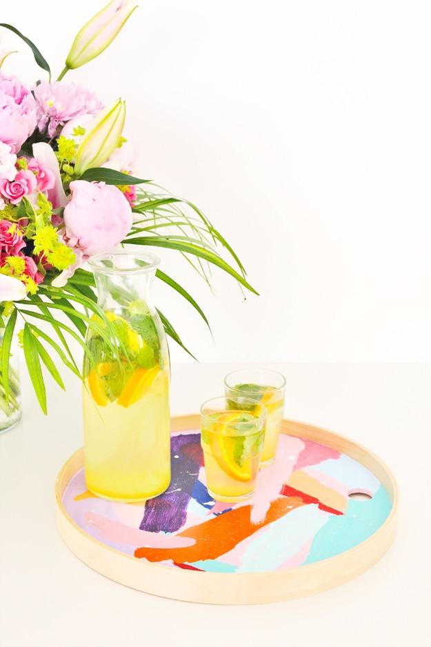 DIY Abstract Brushstroke Tray, quick enough to finish over a weekend and a fun update worth trying at least once
