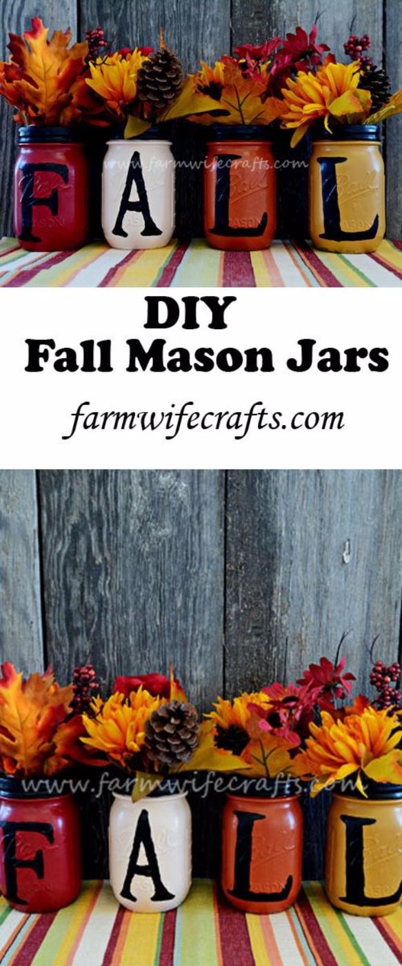 Best Mason Jar Crafts for Fall - Fall Mason Jars - DIY Mason Jar Ideas for Centerpieces, Wedding Decorations, Homemade Gifts, Craft Projects with Leaves, Flowers and Burlap, Painte