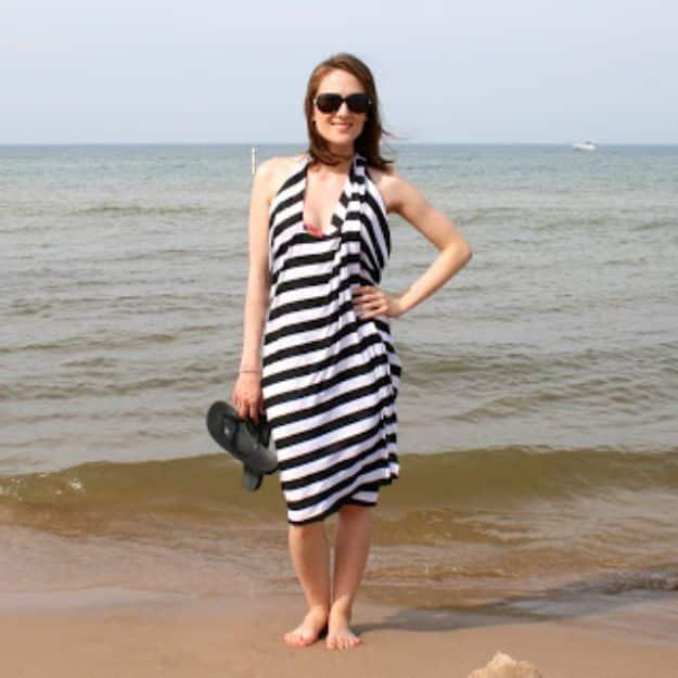 DIY Halter Wrap Swim Coverup, easy enough for a beginner to follow and a small upgrade with a real visual payoff