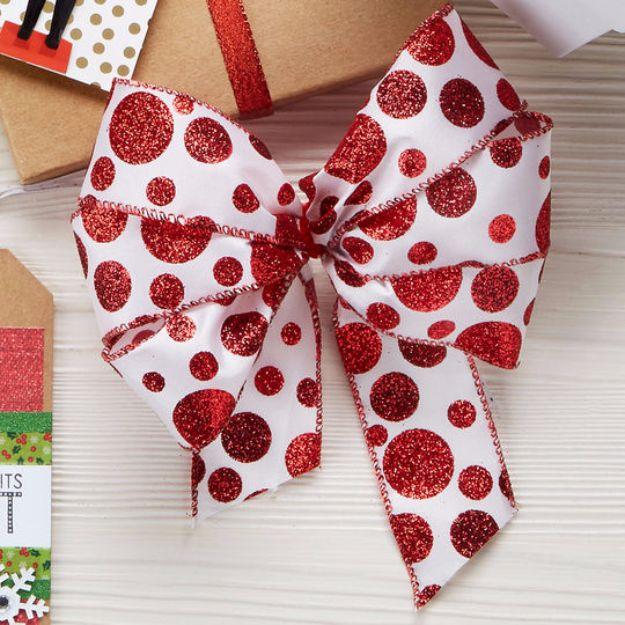 Glitter Polka Dot Bow, a DIY gift bow, simple enough for a first attempt and a charming handmade touch
