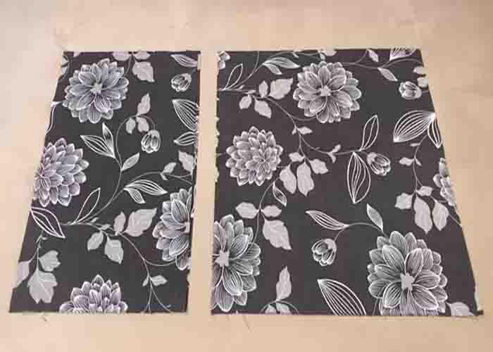 Cutting the pieces of fabric needed for the set cushion