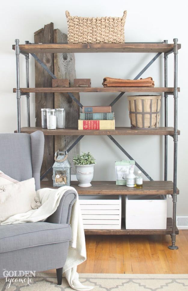 Industrial Pipe Shelving Unit, a handmade storage solution, simple enough for a first attempt at the idea