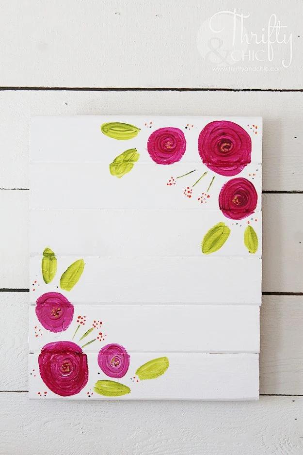 How To Paint Flowers - Painted Picture Frame - Step by Step Tutorials for Painting Roses, Daisies, Whimsical and Abstract Floral Techniques - Easy Acrylic Flower Tutorial for Begin