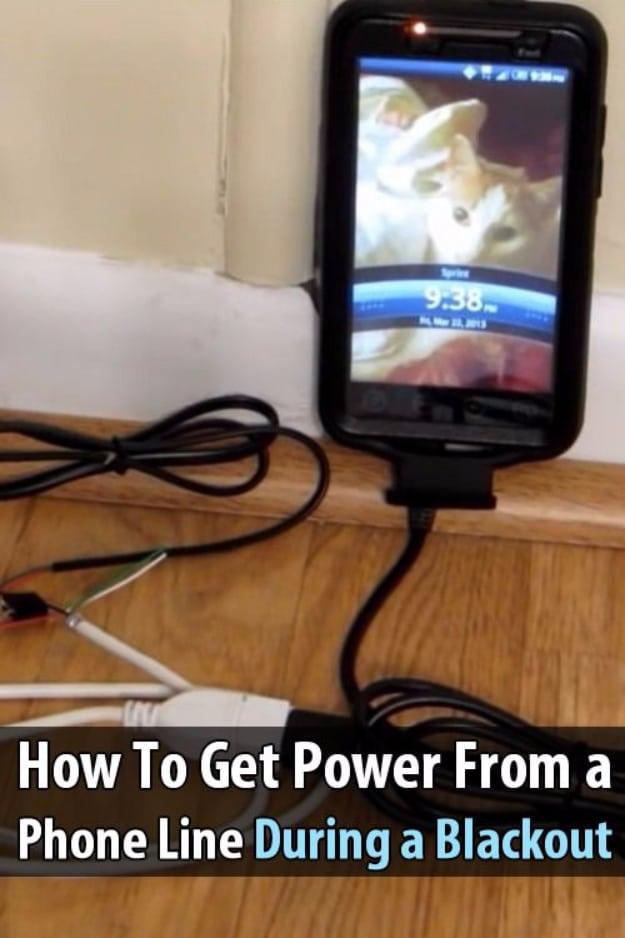 Get Power From a Phone Line During a Blackout, an iphone hack idea, straightforward enough to knock out in a day