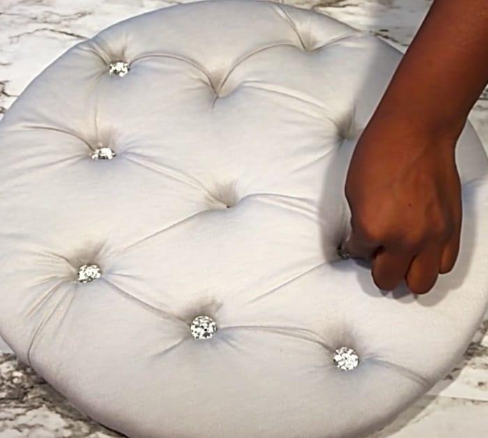 How To Make A Tufted Ottoman - Tufted Vanity Stool - Tufted Ottoman Storage Stool