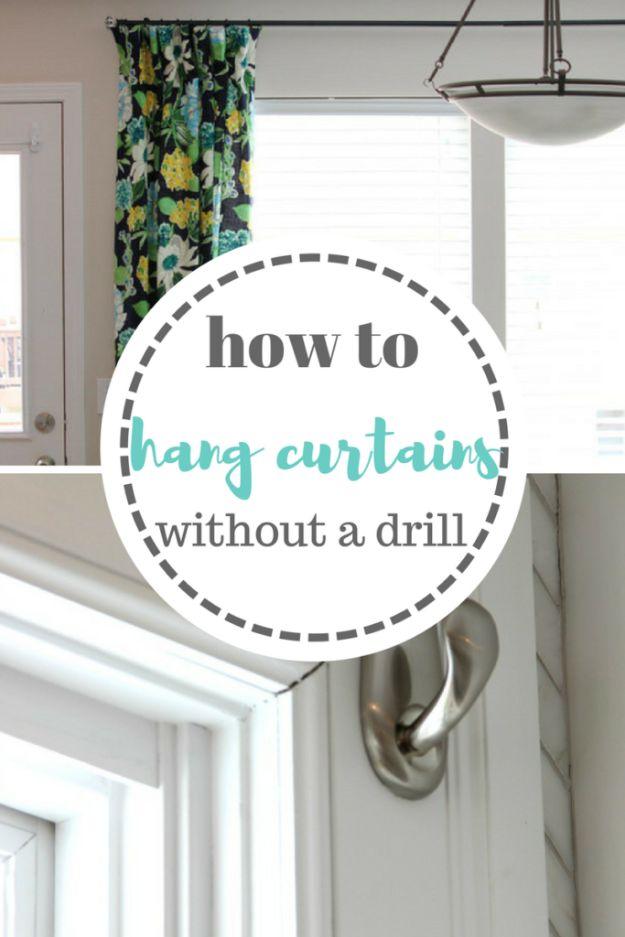 DIY Hacks for Renters - Hang Curtains Without A Drill - Easy Ways to Decorate and Fix Things on Rental Property - Decorate Walls, Cheap Ideas for Making an Apartment, Small Space o
