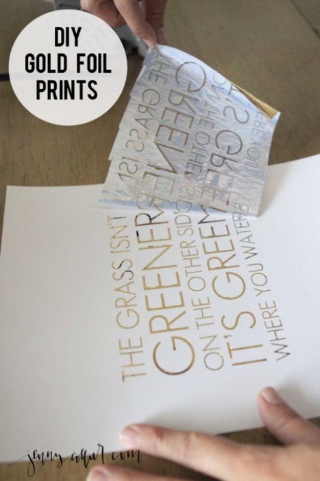 DIY Gold Foil Prints, an image transfer idea, simple enough for a first try and a satisfying finish for not much work