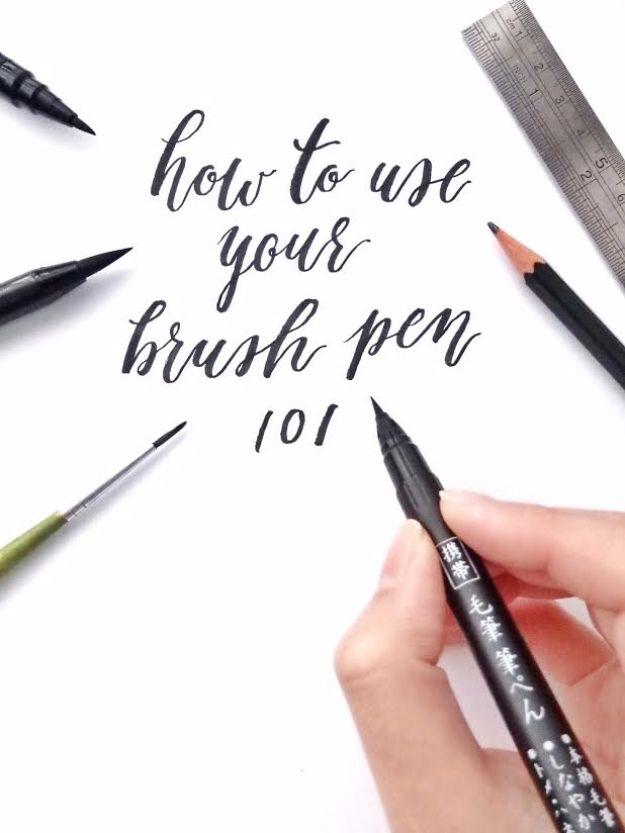 Brush Lettering Tutorials - Brush Lettering Tips + Practice - Simple and Fun Calligraphy Tutorial Videos - How To Paint the Alphabet in Calligraphy Handwriting with Pens, Watercolo