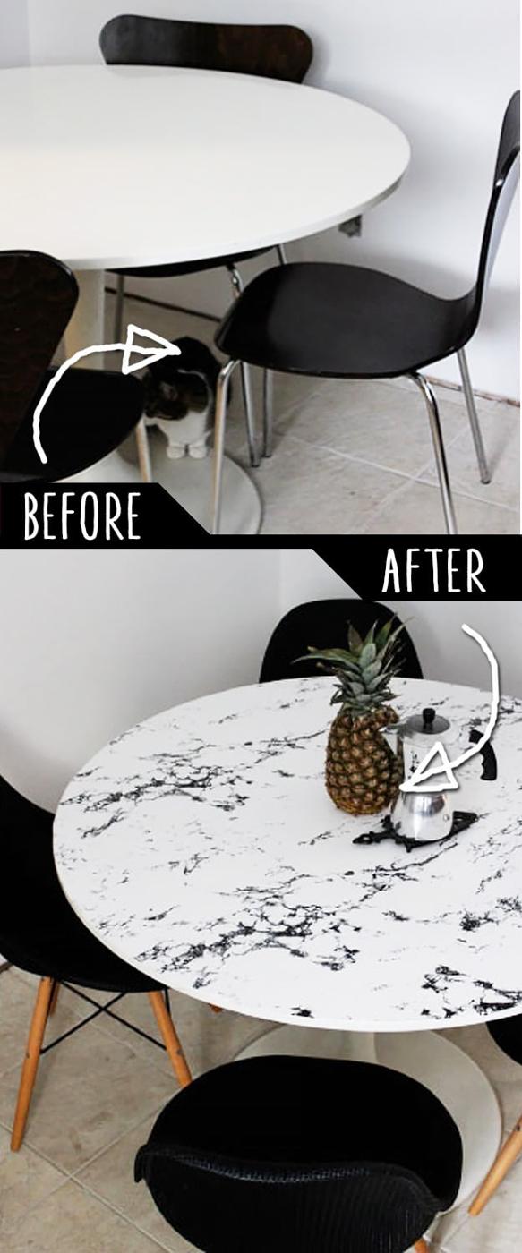 DIY Faux Marble Table Top, a smart way to add something special to a room and a thoughtful touch that elevates the whole look