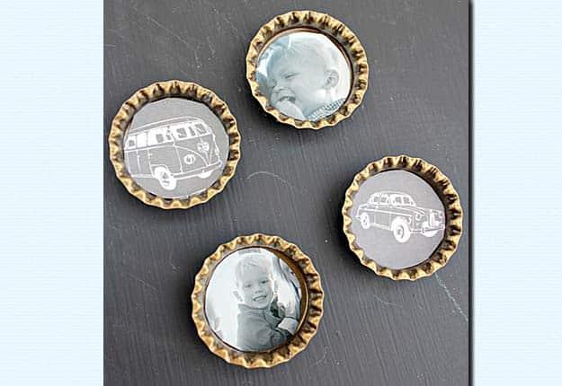 Easy Do it Yourself Crafts for the Home - Upcycled DIY Bottlecaps Magnets Tutorial - DIY Projects & Crafts by Sueeye #diy #quickcrafts #crafts #easycraftss