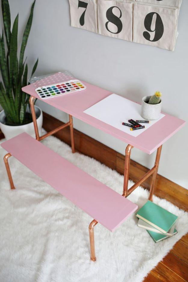 Copper Pipe Child's Desk DIY, a home office idea, easy to scale up for a whole batch and a keepsake worth handing down