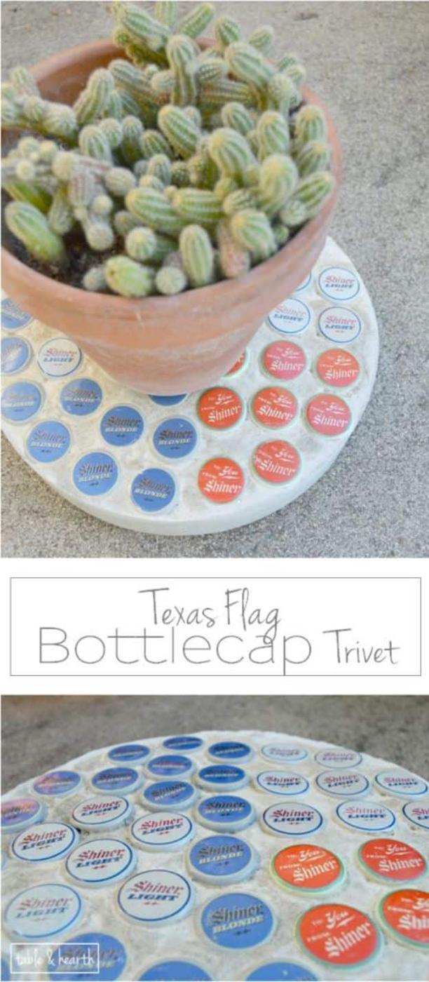 Texas Flag Bottlecap Trivet, a lone star craft, fast enough to squeeze into a lunch break and a showpiece guests linger over