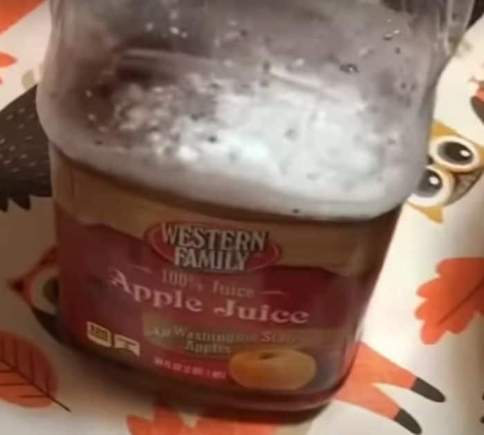Homemade hornets, yellow jackets and wasps remedy mixed in a bottle with a stick set in for the insects to climb