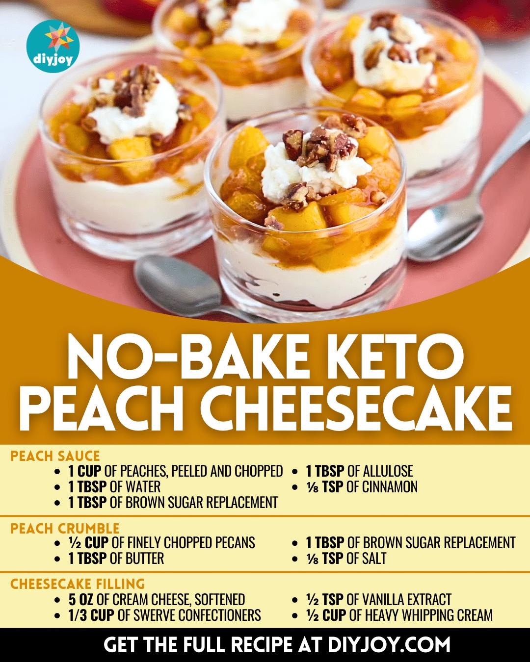 Easy No-Bake Keto Peach Cheesecake Recipe