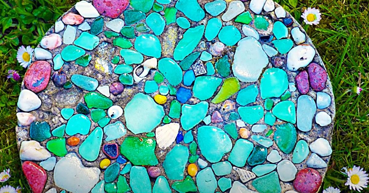 How To Make A Sea Glass Stepping Stone