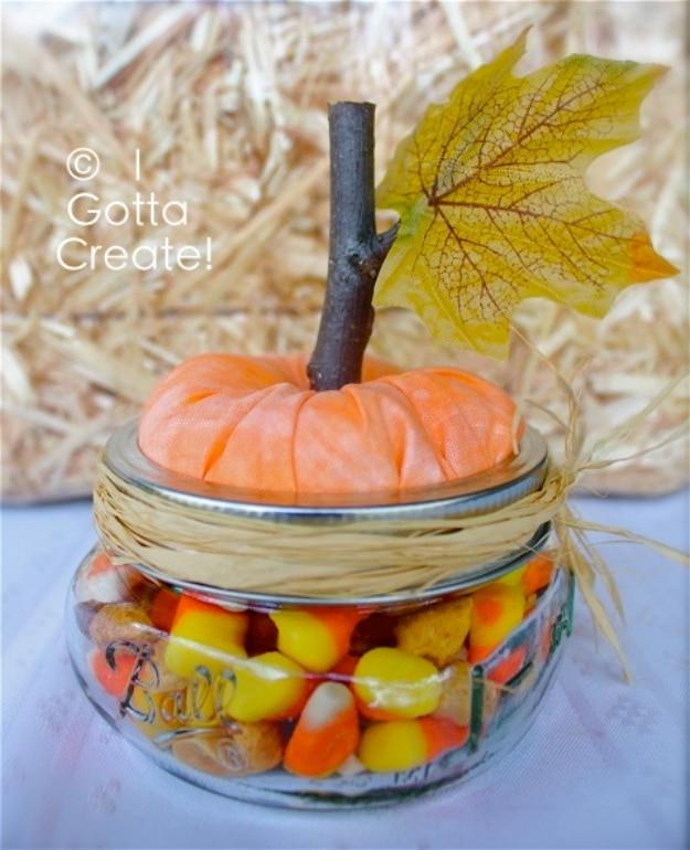Best Mason Jar Crafts for Fall - Half Pint Mason Jar Pumpkin - DIY Mason Jar Ideas for Centerpieces, Wedding Decorations, Homemade Gifts, Craft Projects with Leaves, Flowers and Bu