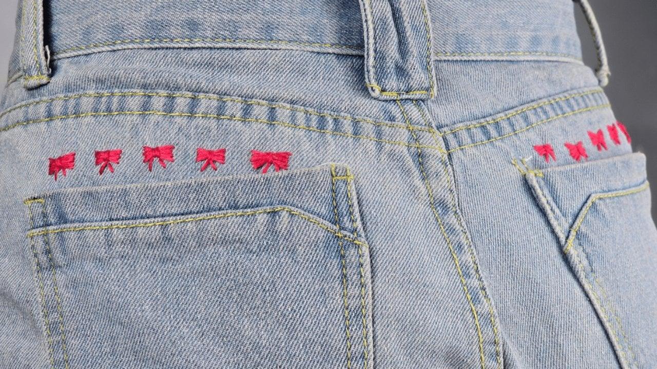How to Make a Cute Bow Embroidery on Jeans