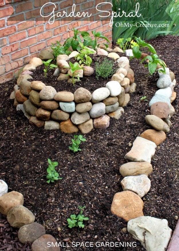 Small Vegetable Garden Using a Garden Spiral, a creative touch for a porch or garden path and it is easier than it looks